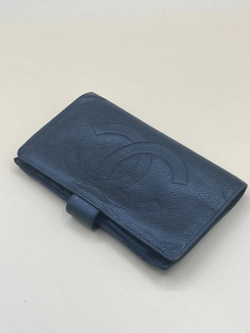 Chanel Timeless CC Long Bifold Wallet Black Caviar Leather Serial Sticker Snap T